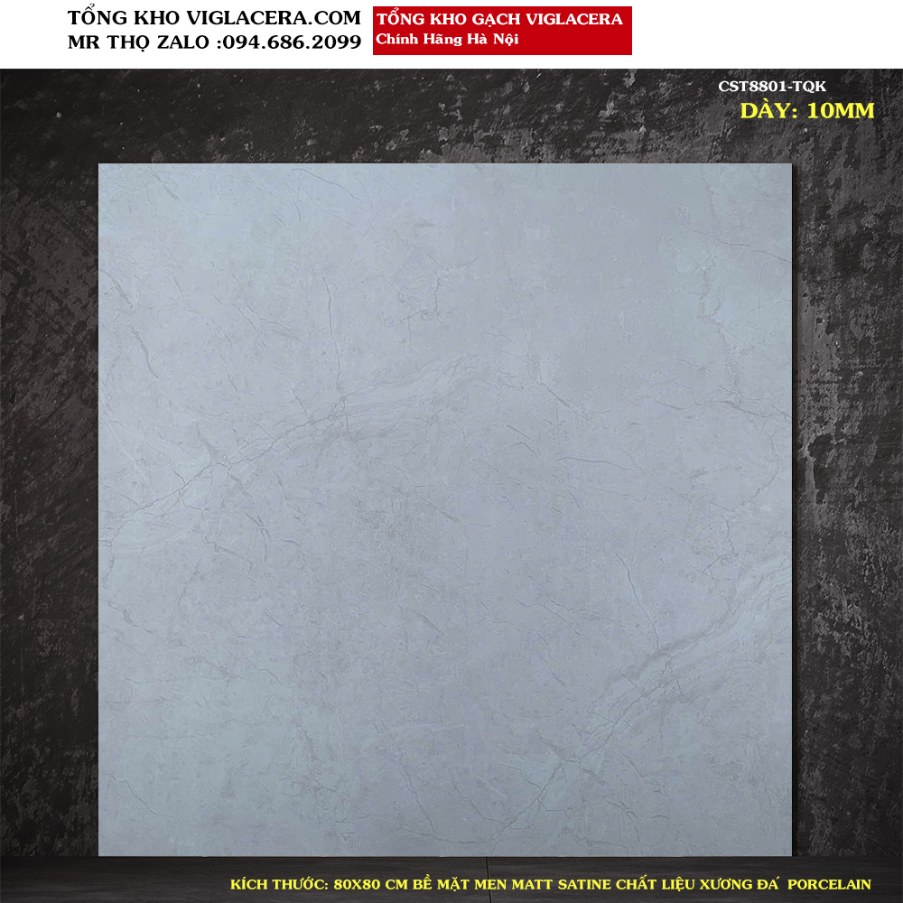 Gạch lát nền Viglacera 80x80 vân xi măng CST8801 Loại 1